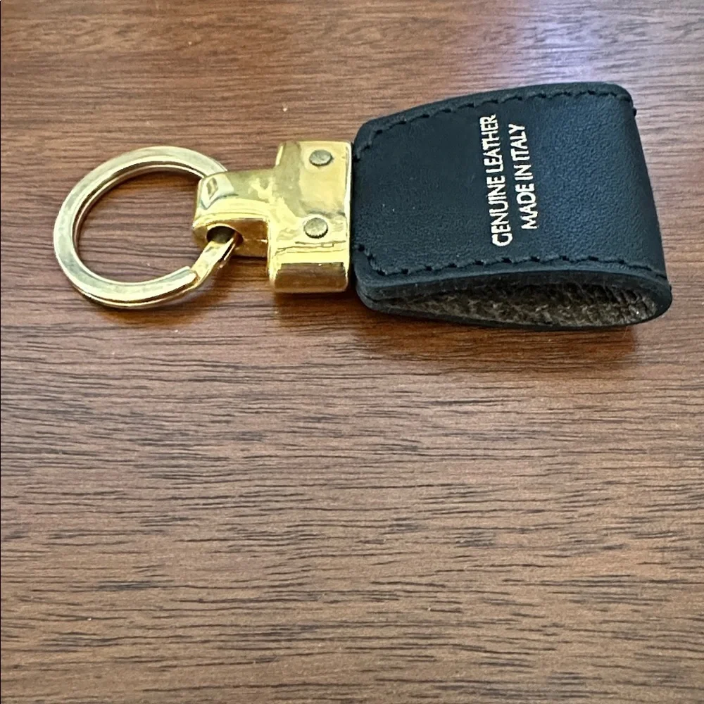 🔑 NEW Firenze Black and Gold Keychain leather Florence Italy Italian leather